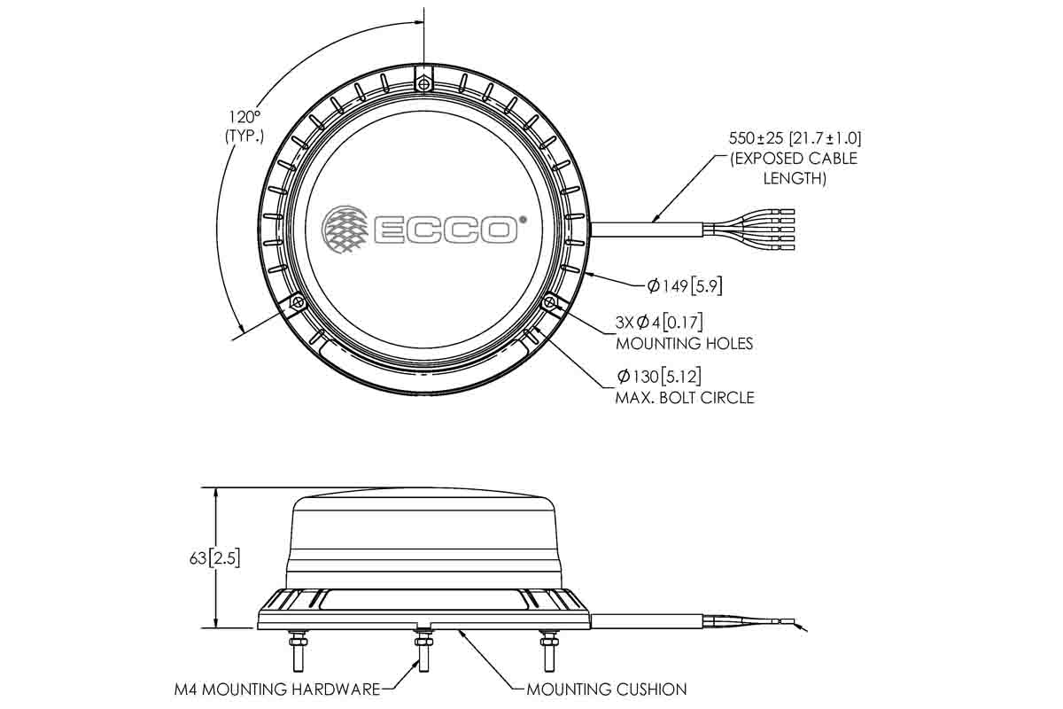 LED R65 Zwaailamp 12-24v Amber - CISPR25 - IP69K 3-Bouts