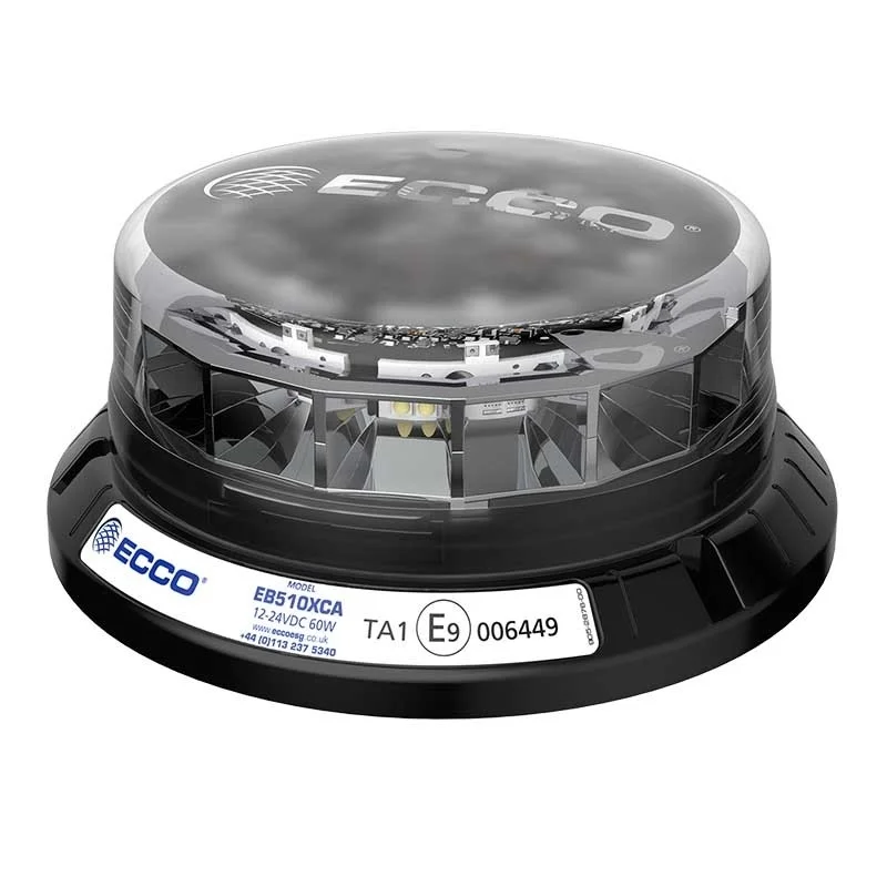 LED R65 Zwaailamp 12-24v Amber-transparant-CISPR-IP69K-3-Bouts | EB5102CA-EB5102CA
