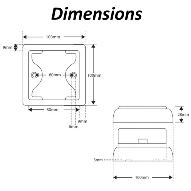 LED achteruitrijlicht met zwarte rand | 12-24v | 40cm. kabel | 80WME-80WME-4