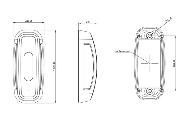 LED breedtelamp compact rood-wit-amber 12-24v 50cm kabel-MB-5400RWA-3