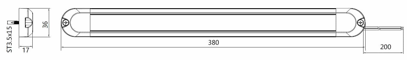 LED interieurverlichting 38cm - 12-24v - motion - 50cm kabel | BS-2038-BS-2038-3