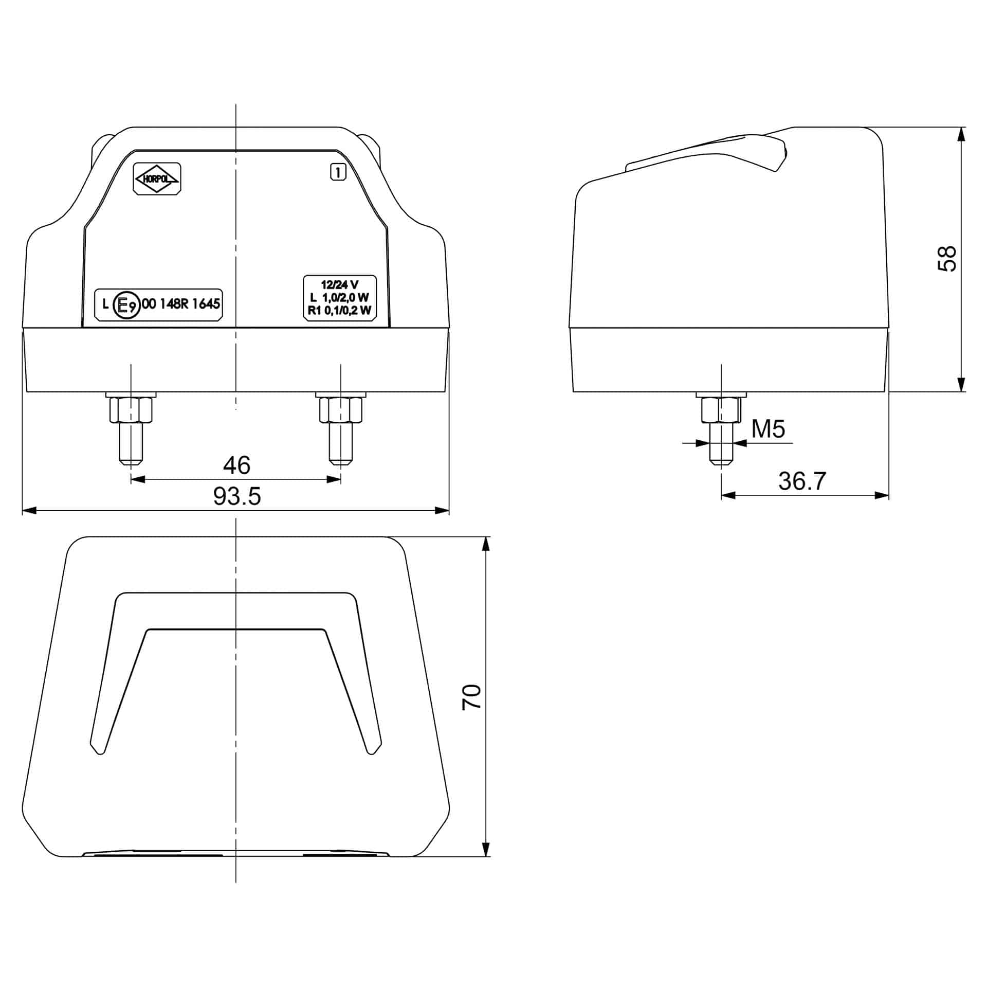 LED kentekenverlichting incl.markeerl. 12-24v 50cm kabel-MK-2500R-8