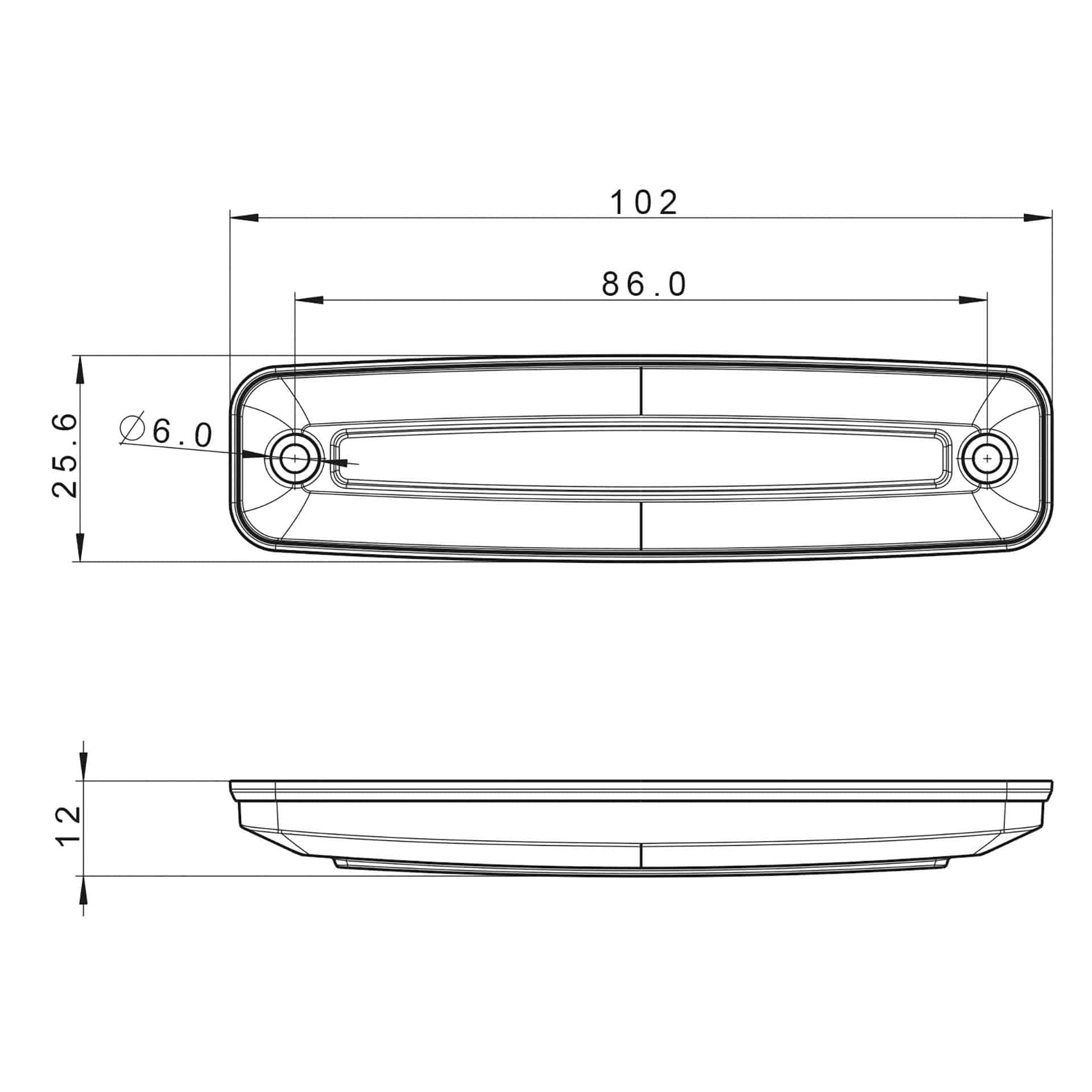 LED markeerlicht rood 12-24v 15cm. kabel-MV-2500R-6