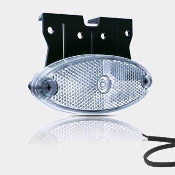 LED markeringslicht ovaal wit met steun | 12-24v | 50cm. kabel | MV-5850W-MV-5850W