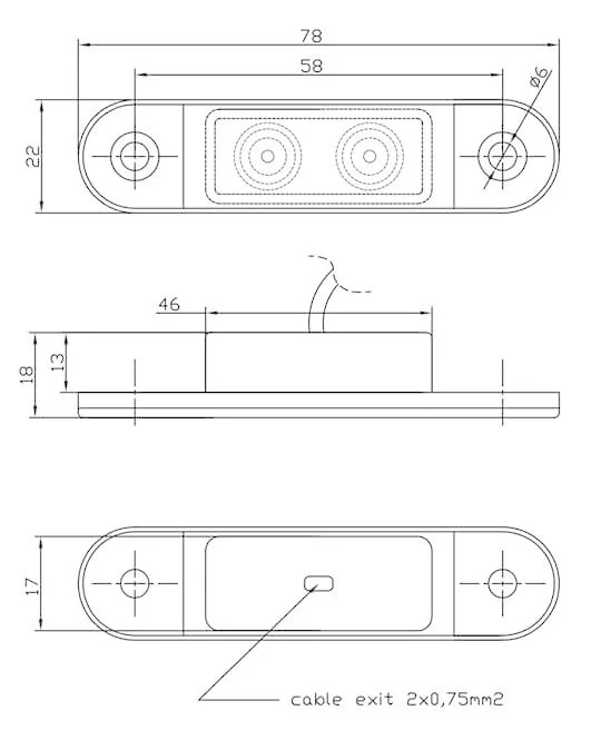 LED markeringslicht wit | 12-24v | 50cm. kabel | M10MV-200W-M10MV-200W-3