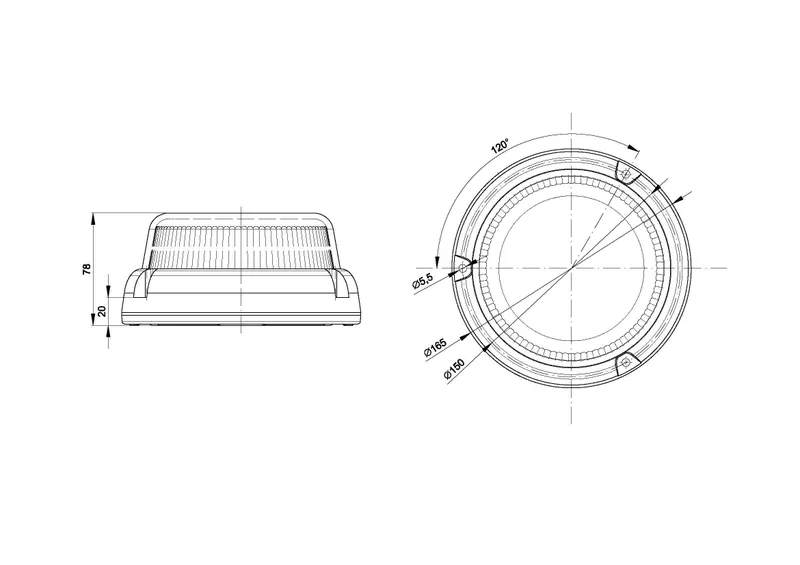 LED zwaailamp | single flash | 12v | R65 | 55V | 1