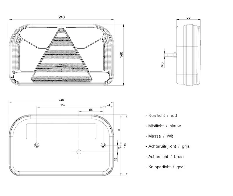 Links | LED achterlicht met kentekenlicht | 12-36v | 5-PIN | V10C6-541B5-V10C6-541B5-6