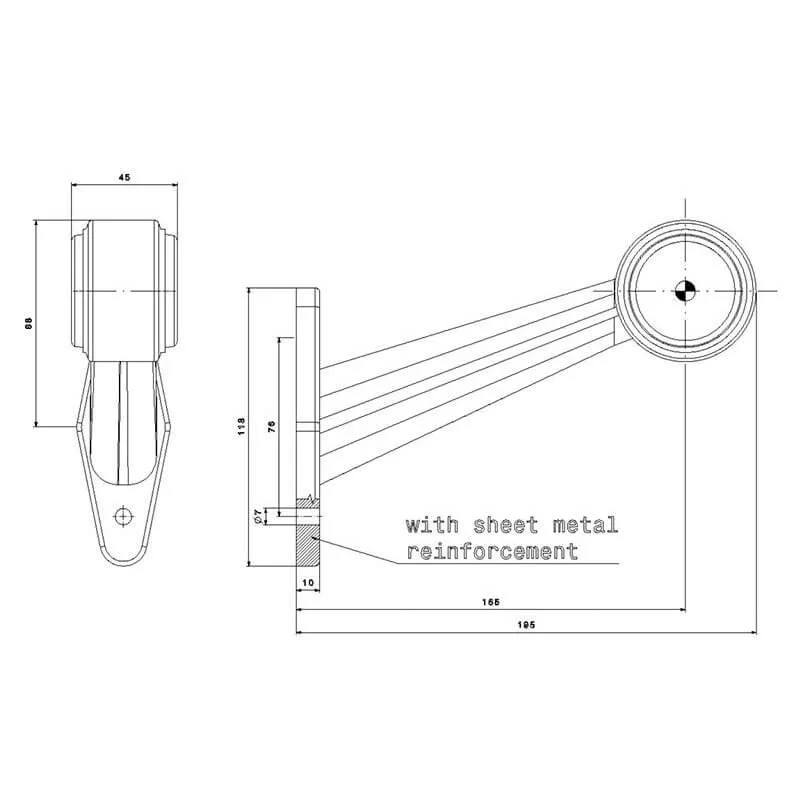 Links | LED breedtelamp | schuine steel | 12-24v | 1