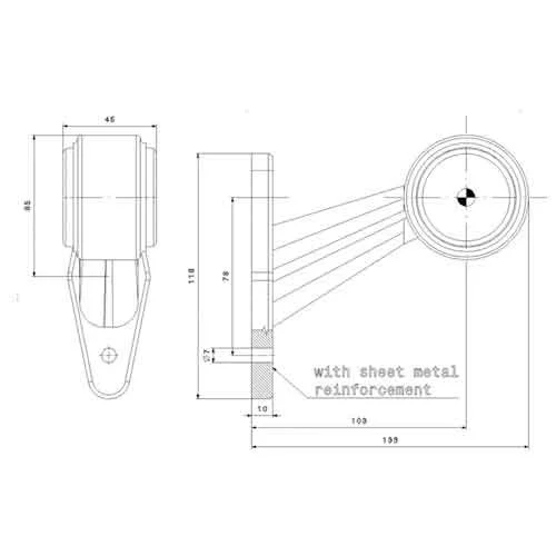 Links | LED breedtelamp | schuine steel | 12-36v | 1
