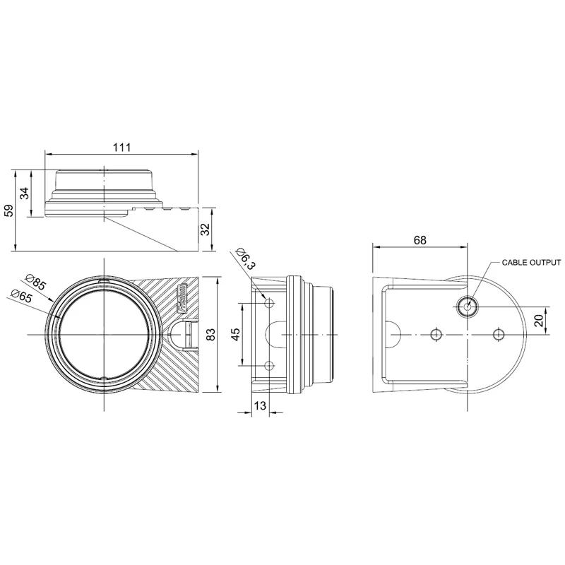 Montagebeugel | de 1300-serie markeringslichten | MAC-1300-MAC-1300-3