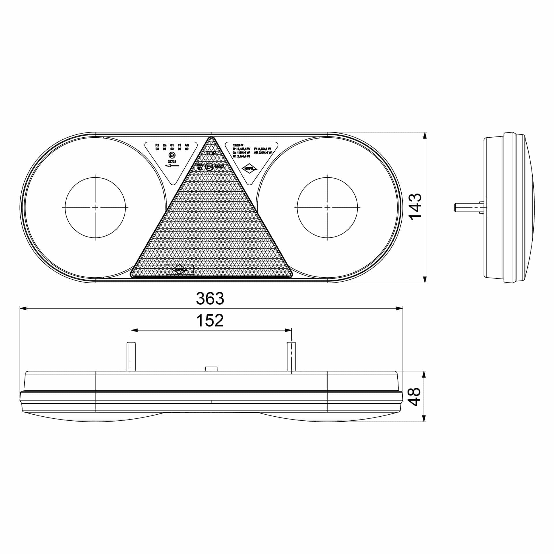 Rechts | LED achterlicht | 12-24v | 200cm kabel | VC-3702-VC-3702-8