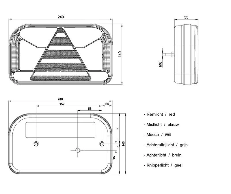 Rechts | LED achterlicht zonder kentekenlicht | 12-36v | 7-PIN AMP connector | V10C6-532B7-V10C6-532B7-3