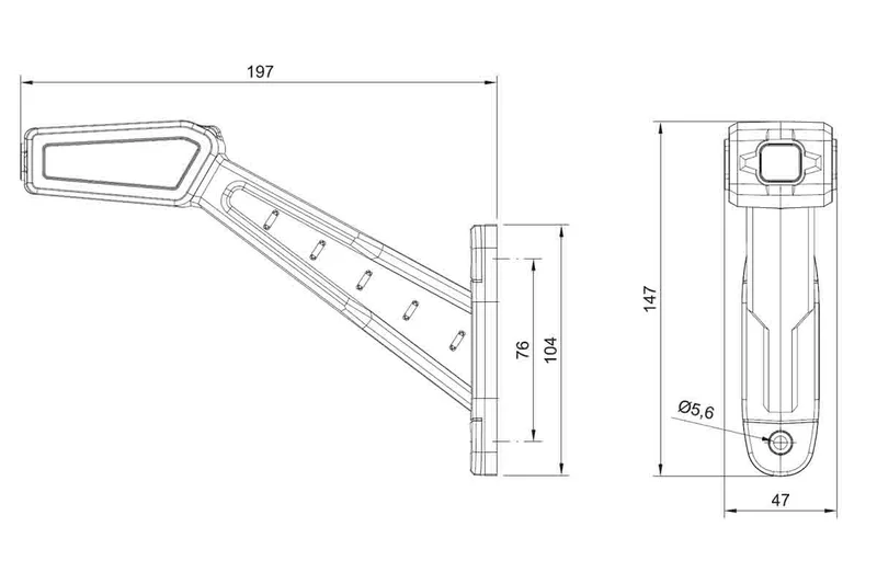 Rechts | LED breedtelamp | 12-36v | 30cm. kabel | rood-wit-amber | MB-1462RWA-MB-1462RWA-5