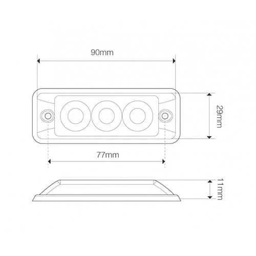 Ultra platte Slimline LED flitser | 3 LED's | Amber | 10-30v | S11F3003-S11F3003-5