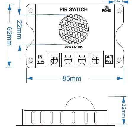 Bewegingssensor 12-24v 30A-BAC-2000-6