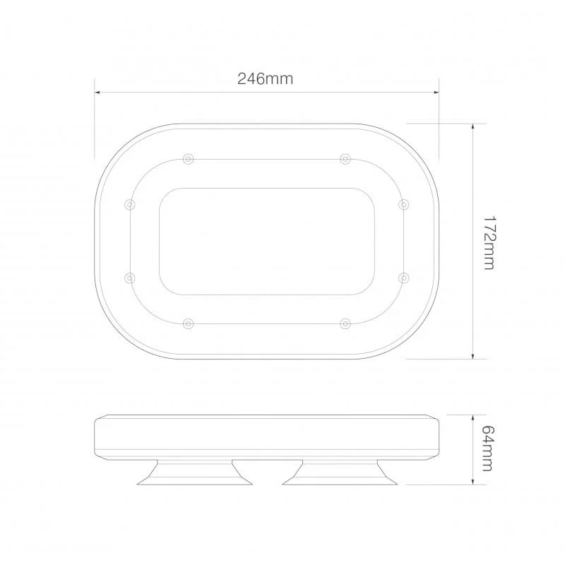 Compacte R65 amber lens minibar 12-24V zuignap montage | MLB246R65AAM-MM-MLB246R65AAM-MM-4