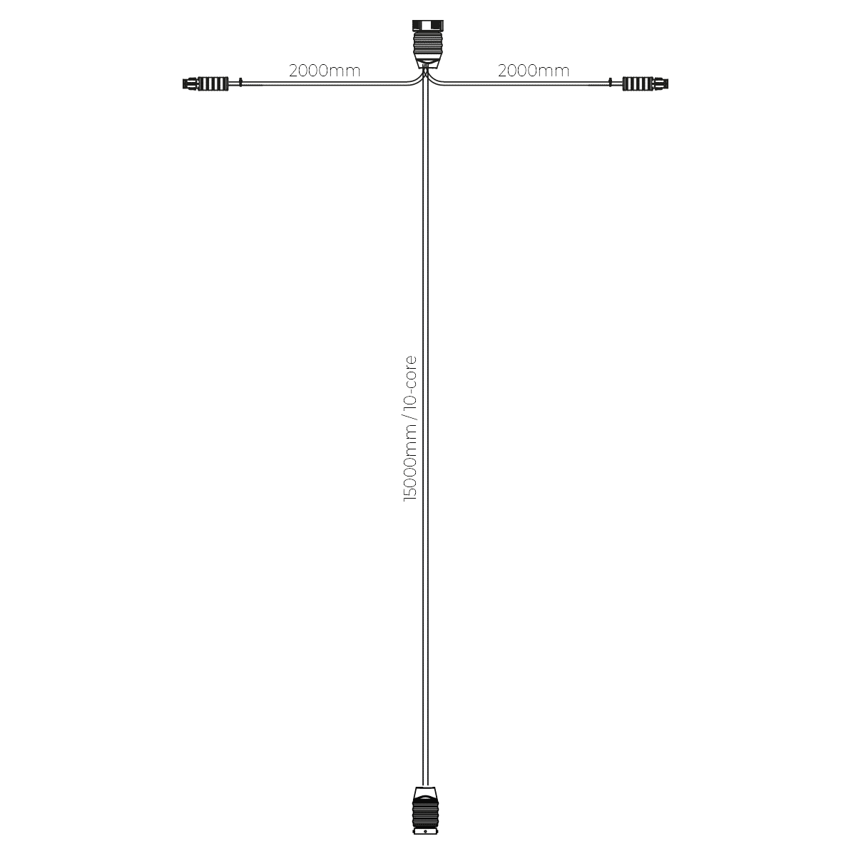 Hoofdkabel 15m | incl zij-kabel | 10-aderig | 2x 15P Bajonet-KS1-2200-7
