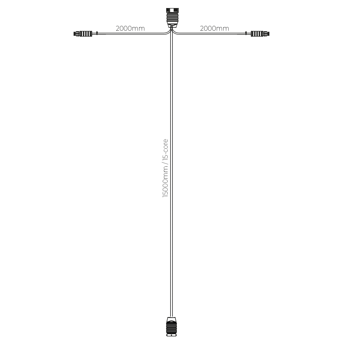 Hoofdkabel 15m | incl zij-kabel | 15-aderig | 2x 15P Bajonet-KS1-2400-6