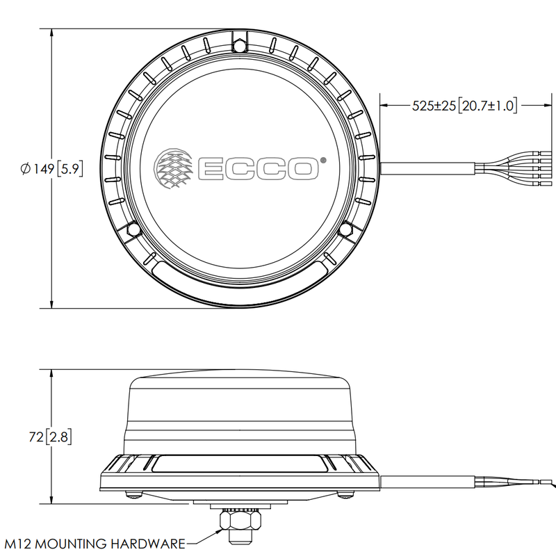 LED R65 Zwaailamp 12-24v Amber - CISPR25 - IP69K 1-Bouts | EB5101AA-EB5101AA-3