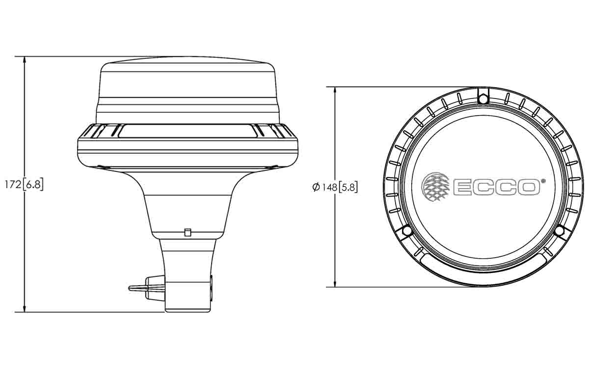 LED R65 Zwaailamp 12-24v Amber - CISPR25 - IP69K - Opsteek| EB5103AA-EB5103AA-3