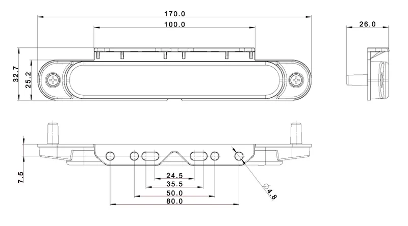 LED Slimline markeerlicht rood beugel 12-24v 50cm kabel | MV-6550R-MV-6550R-4