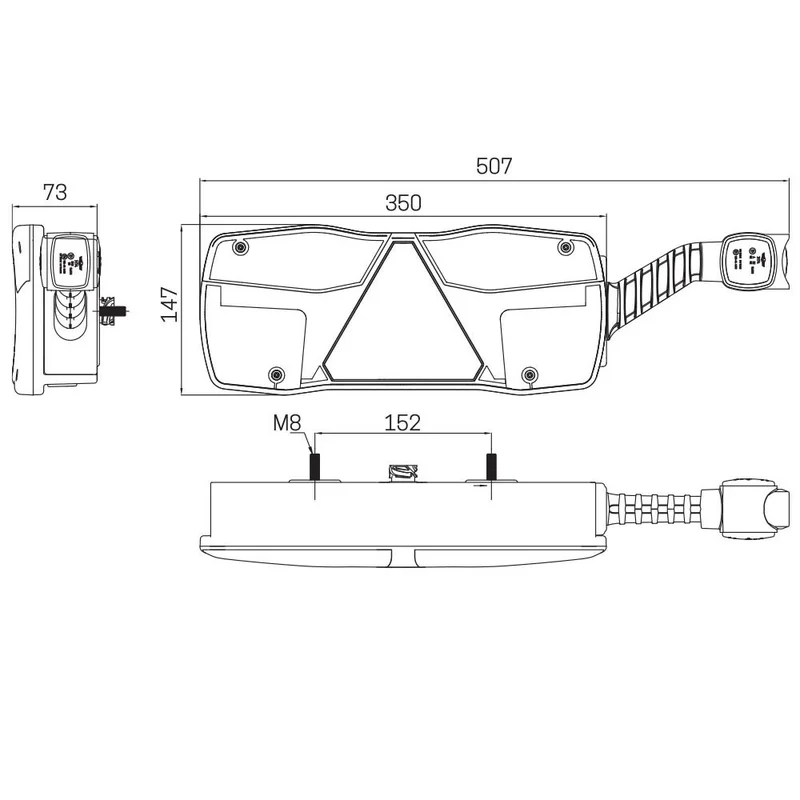LED Trailerlamp rechts met breedtelicht 12-24v kabelingang | VC-7112-VC-7112-9