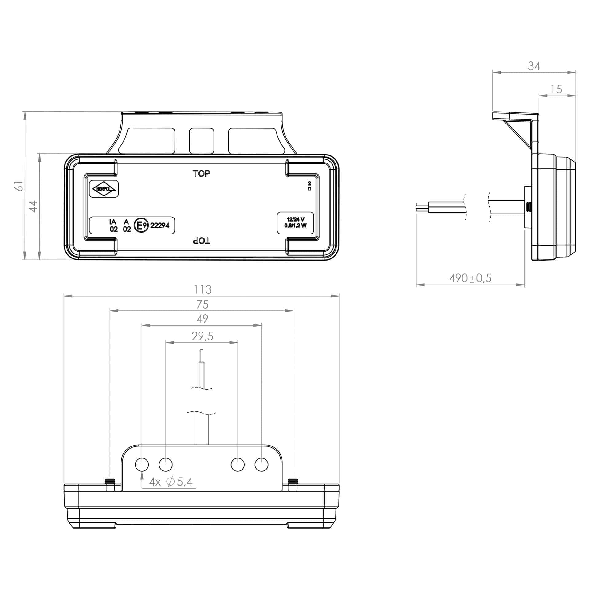 LED Zij-markeringslicht met knipperlichtfunctie | 12-24v | 0