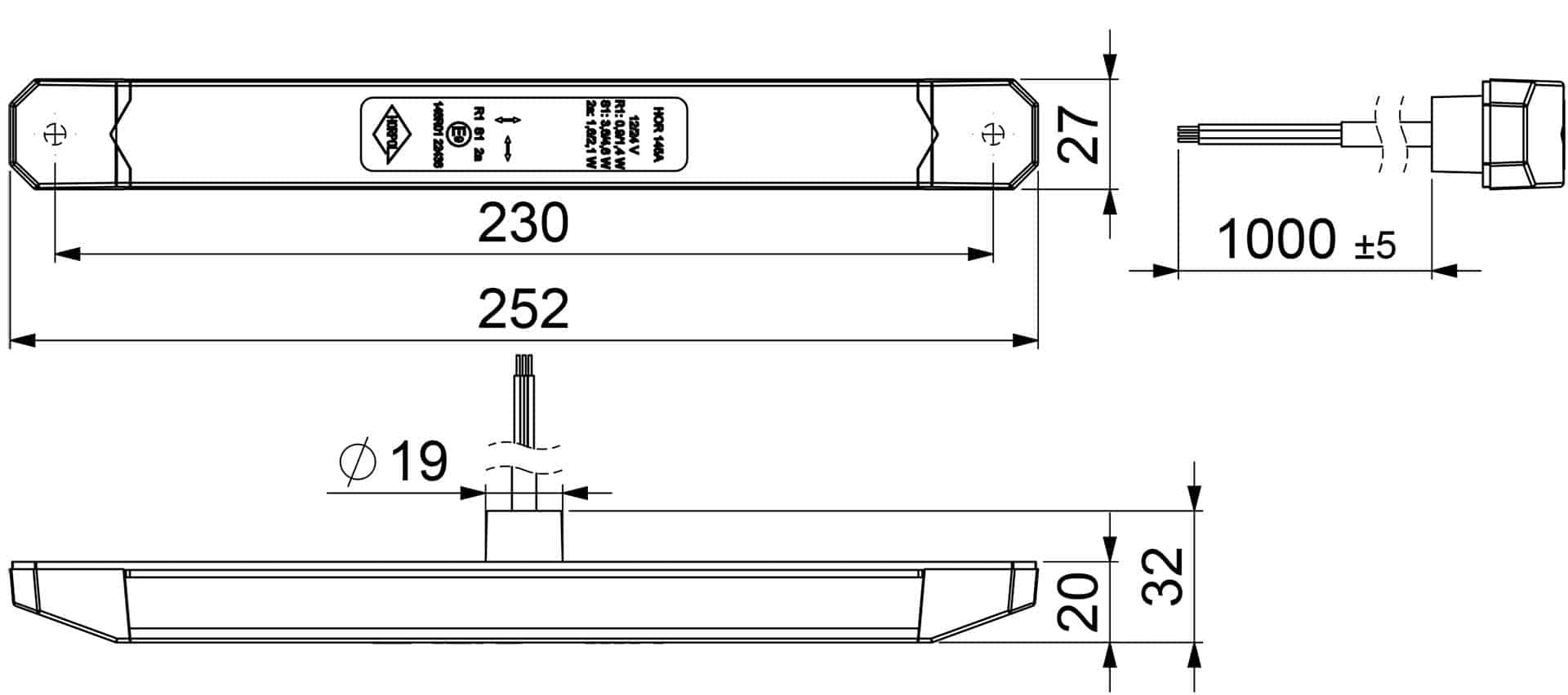 LED achterlicht Slimline universeel 12-24V 50cm kabel-VC-5700-7