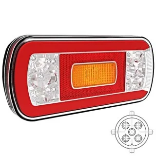 LED achterlicht met kentekenverlichting | 12-36v | 5-PIN | V10C6-630B5-V10C6-630B5