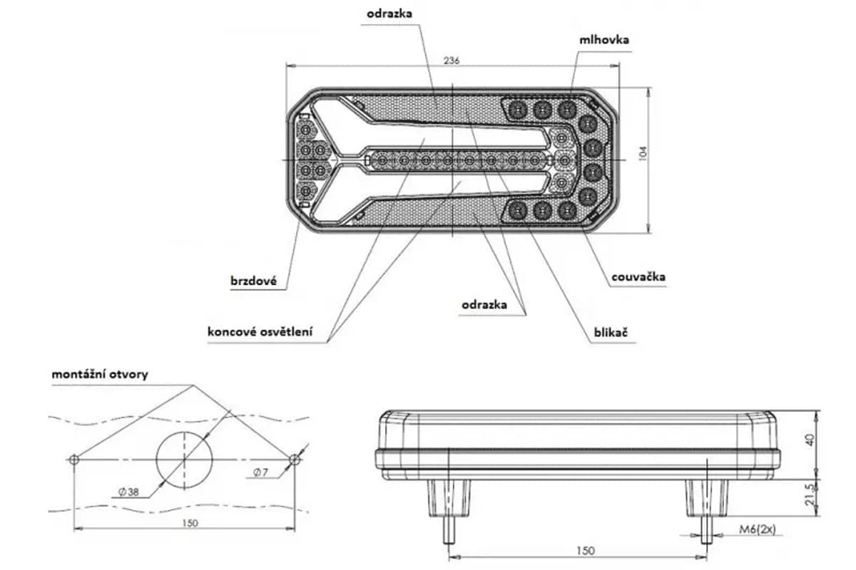 LED achterlicht uni 12-24 200cm kabel dynamisch knipperlicht-VC-5310-8