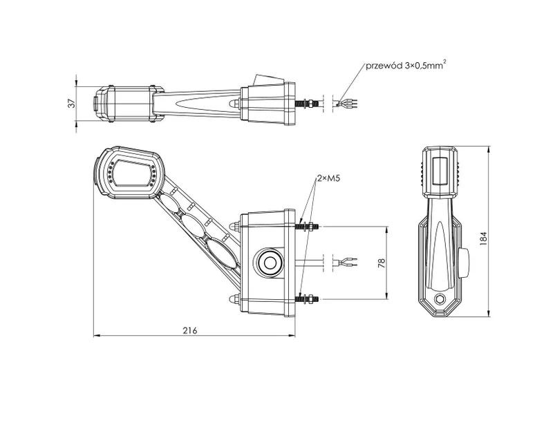 LED breedtelamp links met alarm rood-wit-amber 12-24v | MBA-2761RWA-MBA-2761RWA-3