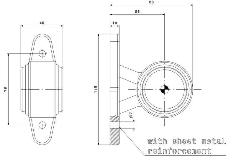 LED breedtelamp met korte steel | 12-24v | 0