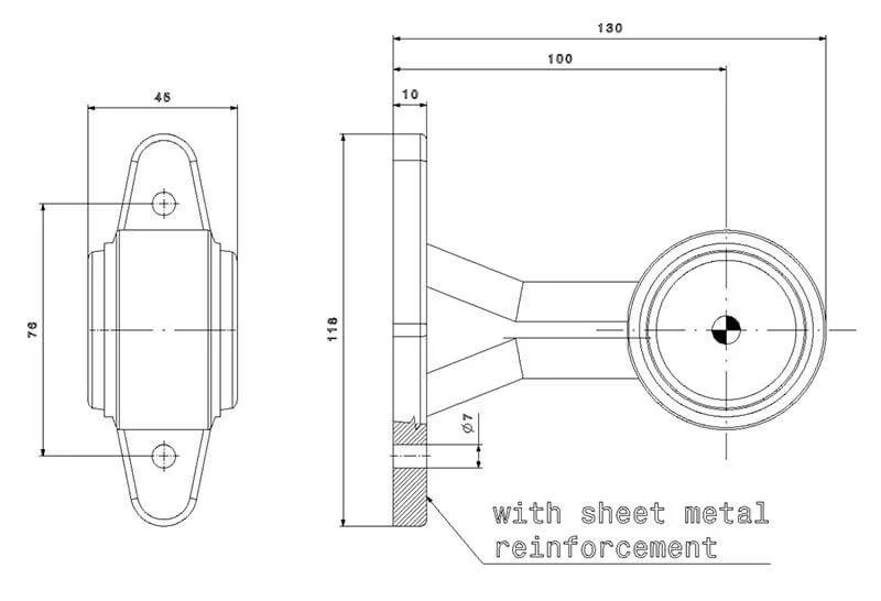 LED breedtelamp | rechte steel | 12-24v | 50cm. kabel | M10BV-200RW-M10BV-200RW-5