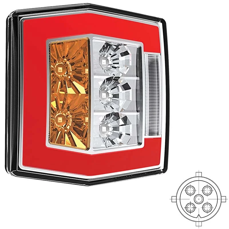 LED compact achterlicht met kentekenverlichting | 12-36v | 5-PIN | V10C4-740B5-V10C4-740B5-2