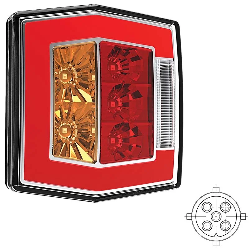 LED compact achterlicht met kentekenverlichting | 12-36v | 5-PIN | V10C4-750B5-V10C4-750B5