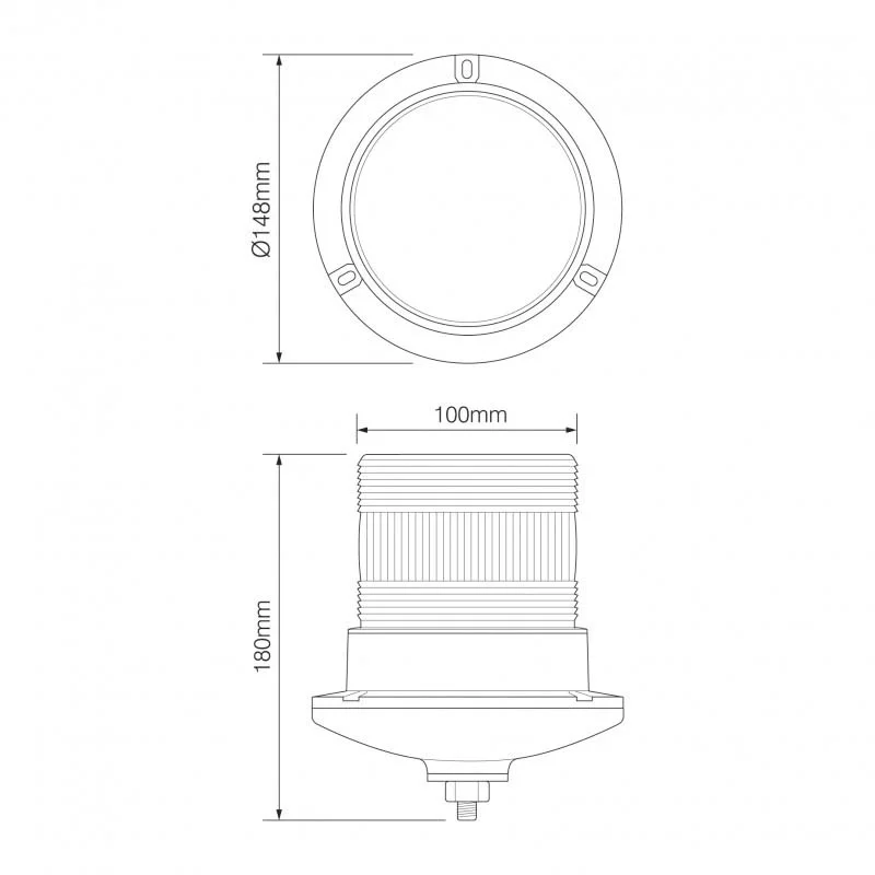 LED flits zwaailamp | 10-30v | met PC enkel bouts montagevoet | R10 | EQPR10ABM-SB-EQPR10ABM-SB-3