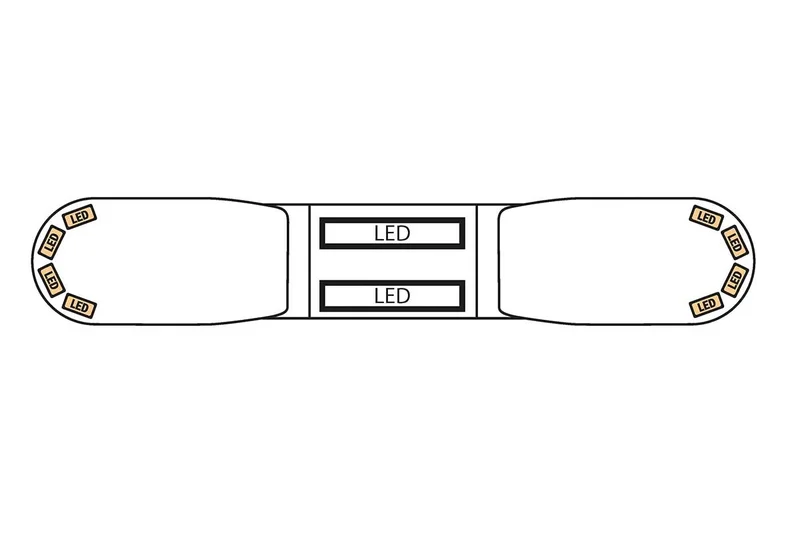 LED flitsbalk amber | 13 serie | ECE-R65 amber | transparant | wit midden | 1000mm | 12 LE | 13-01006-E-13-01006-E-3