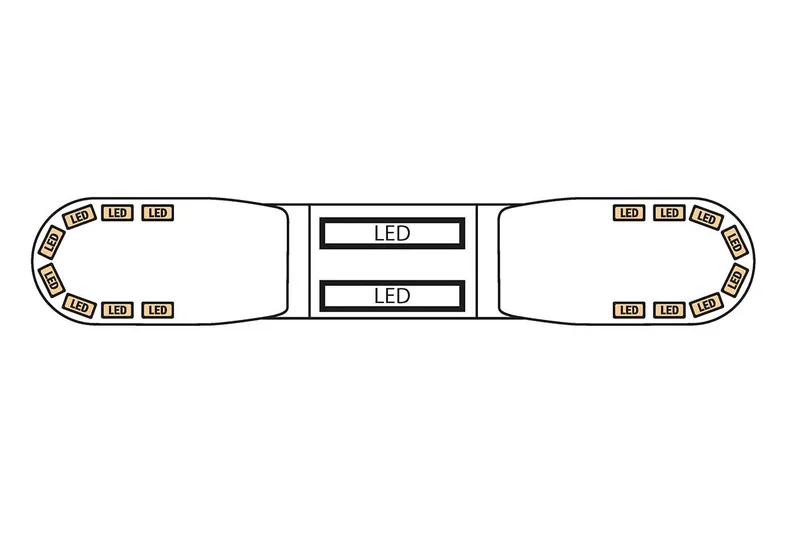LED flitsbalk amber | 13 serie | ECE-R65 amber | transparant | wit midden | 1000mm | 16 LE | 13-01004-E-13-01004-E-3