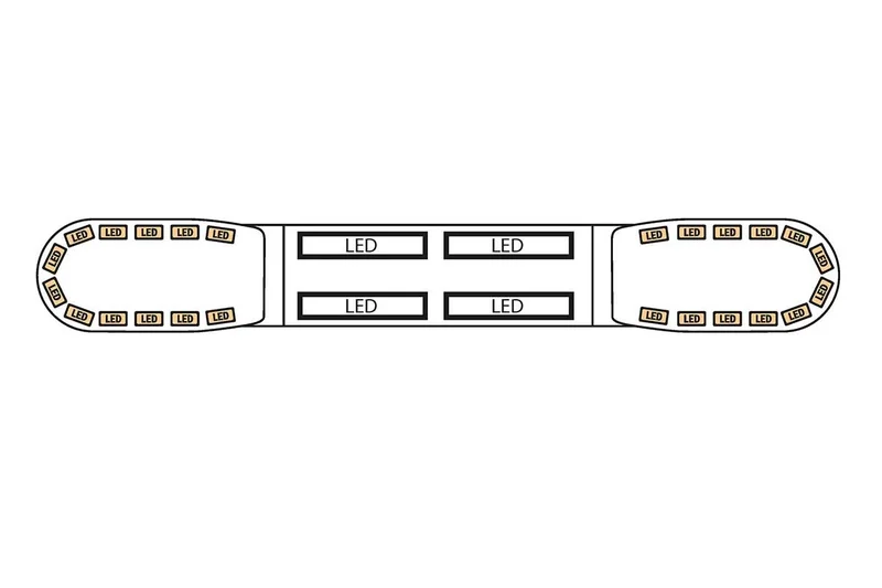 LED flitsbalk amber | 13 serie | ECE-R65 amber | transparant | wit midden | 1250mm | 24 LE | 13-01008-E-13-01008-E-3
