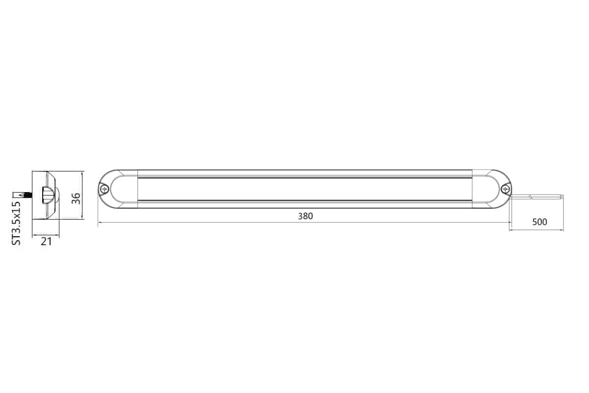 LED interieurverlichting 38cm - 12-24v - motion - 50cm kabel | BS-2038-BS-2038-3