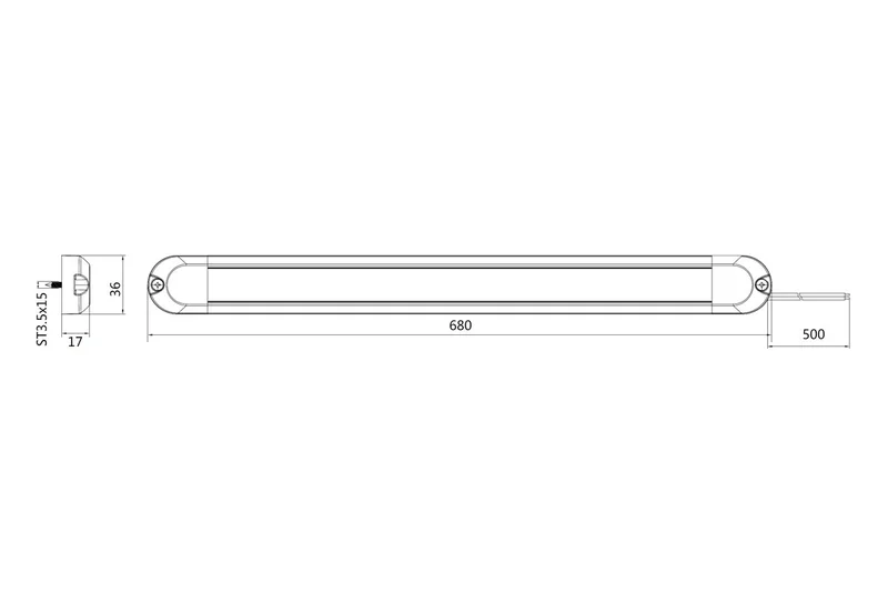 LED interieurverlichting 68cm - 12-24v - 50cm kabel-BG-2068-3