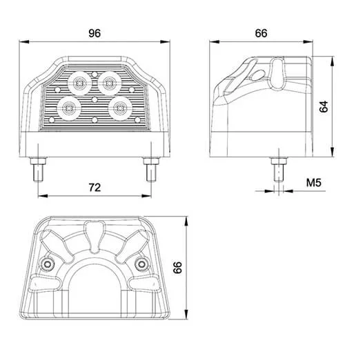 LED kentekenverlichting | 12-36v | met connector 1.5mm.2 | M10KV-120-M10KV-120-4