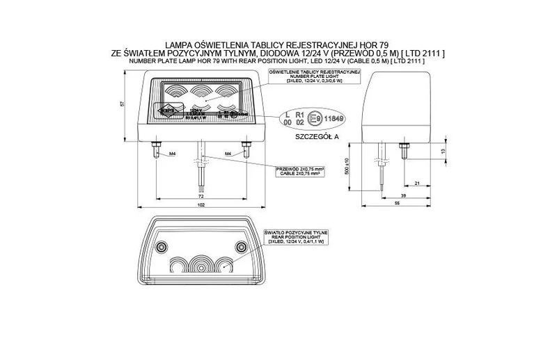 LED kentekenverlichting met rode markering 12-24v 0