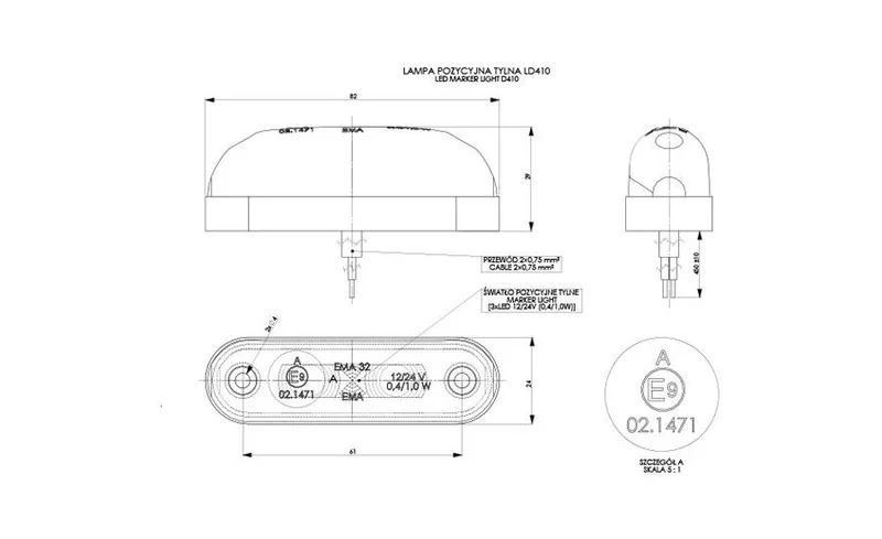 LED markeringslicht Rood | 12-24v | 50cm. kabel | MV-4000R-MV-4000R-3