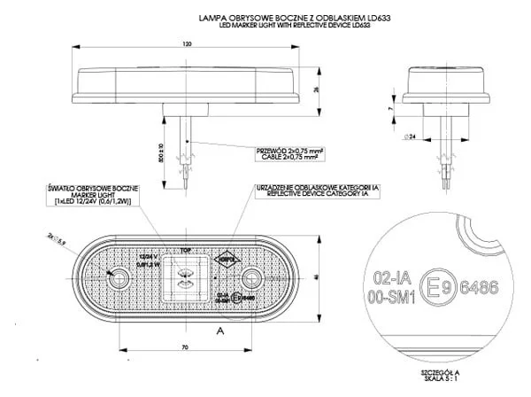 LED markeringslicht amber 12-24v 10m. kabel | MV-6400A-10M-MV-6400A-10M-3