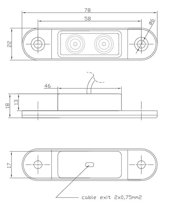 LED markeringslicht amber | 12-24v | 50cm. kabel | M10MV-200A-M10MV-200A-3