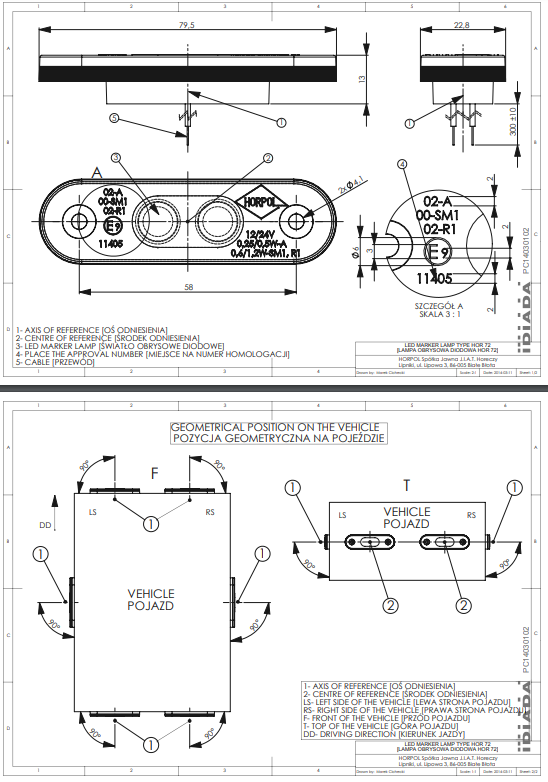LED markeringslicht amber | 12-24v | 50cm. kabel | MV-5100A-MV-5100A-3