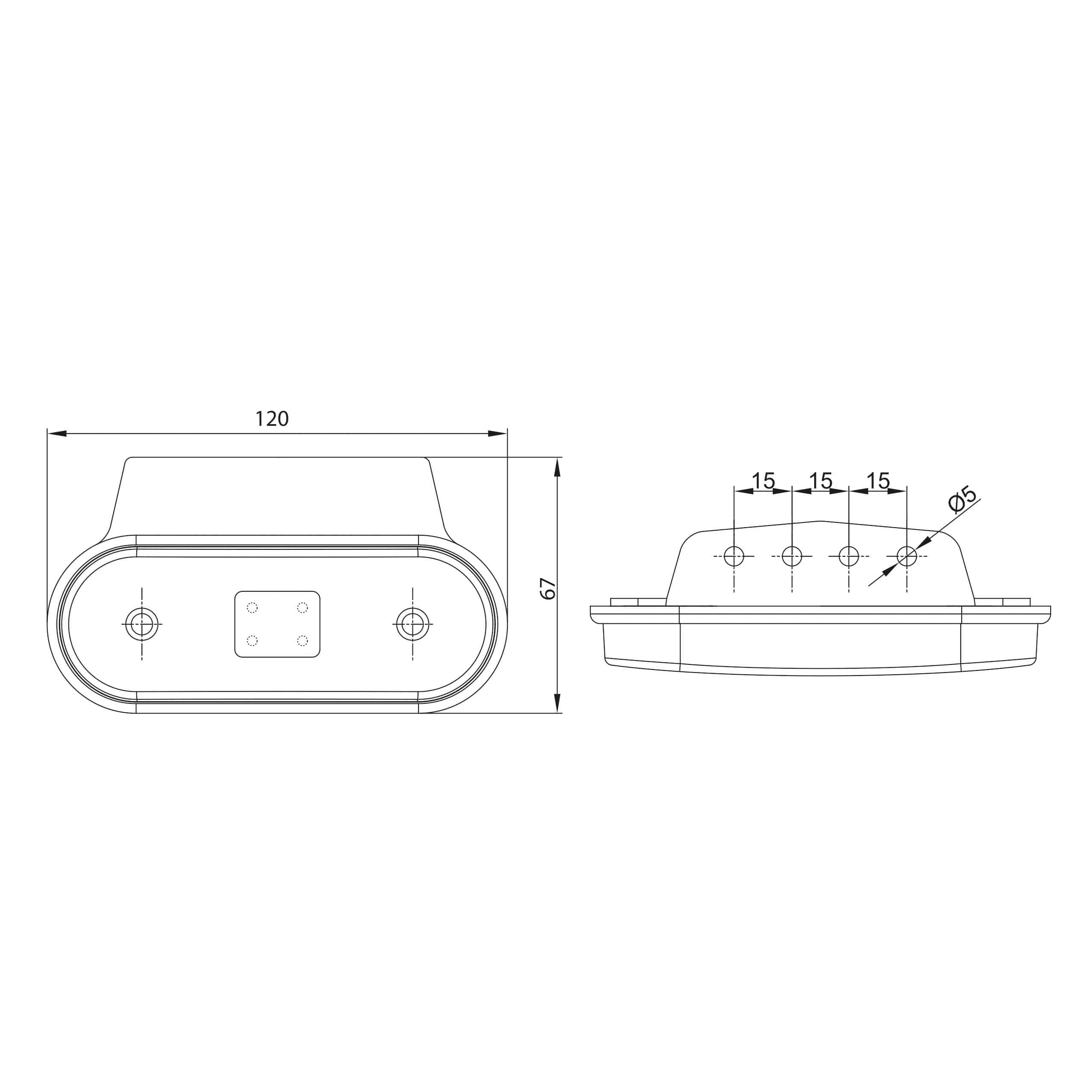 LED markeringslicht amber 12-36 volt 0