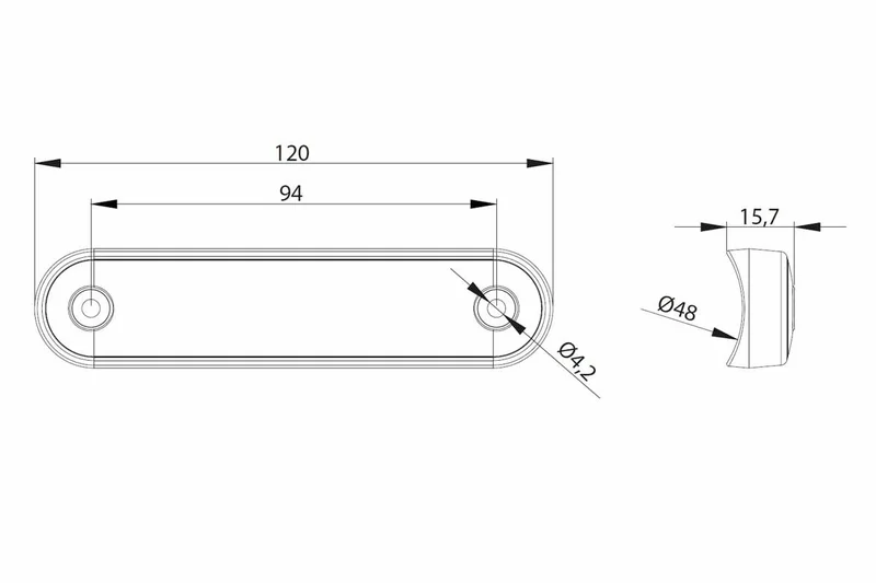 LED markeringslicht -lang rood | 12-24v | 0