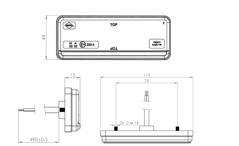 LED markeringslicht neon rood | 12-24v | 50cm. kabel | MV-3200HR-MV-3200HR-4